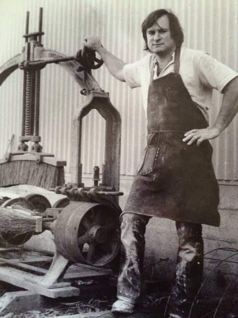 Jack McAuliffe with brewing equipment